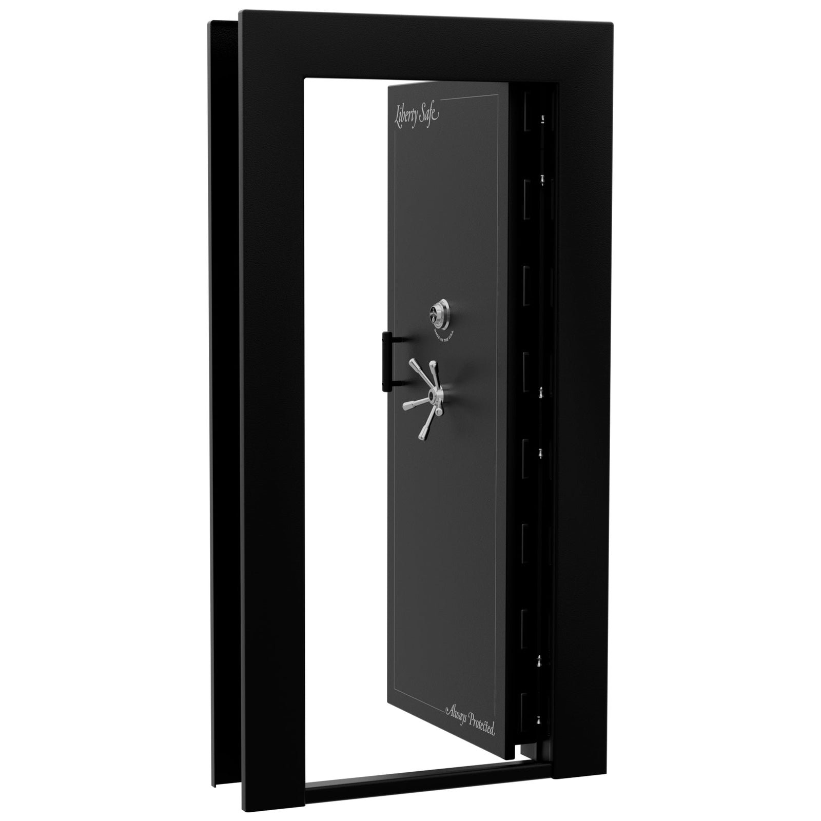 Vault Door Series | In-Swing | Right Hinge | Black Textured | Mechanical Lock - Closed