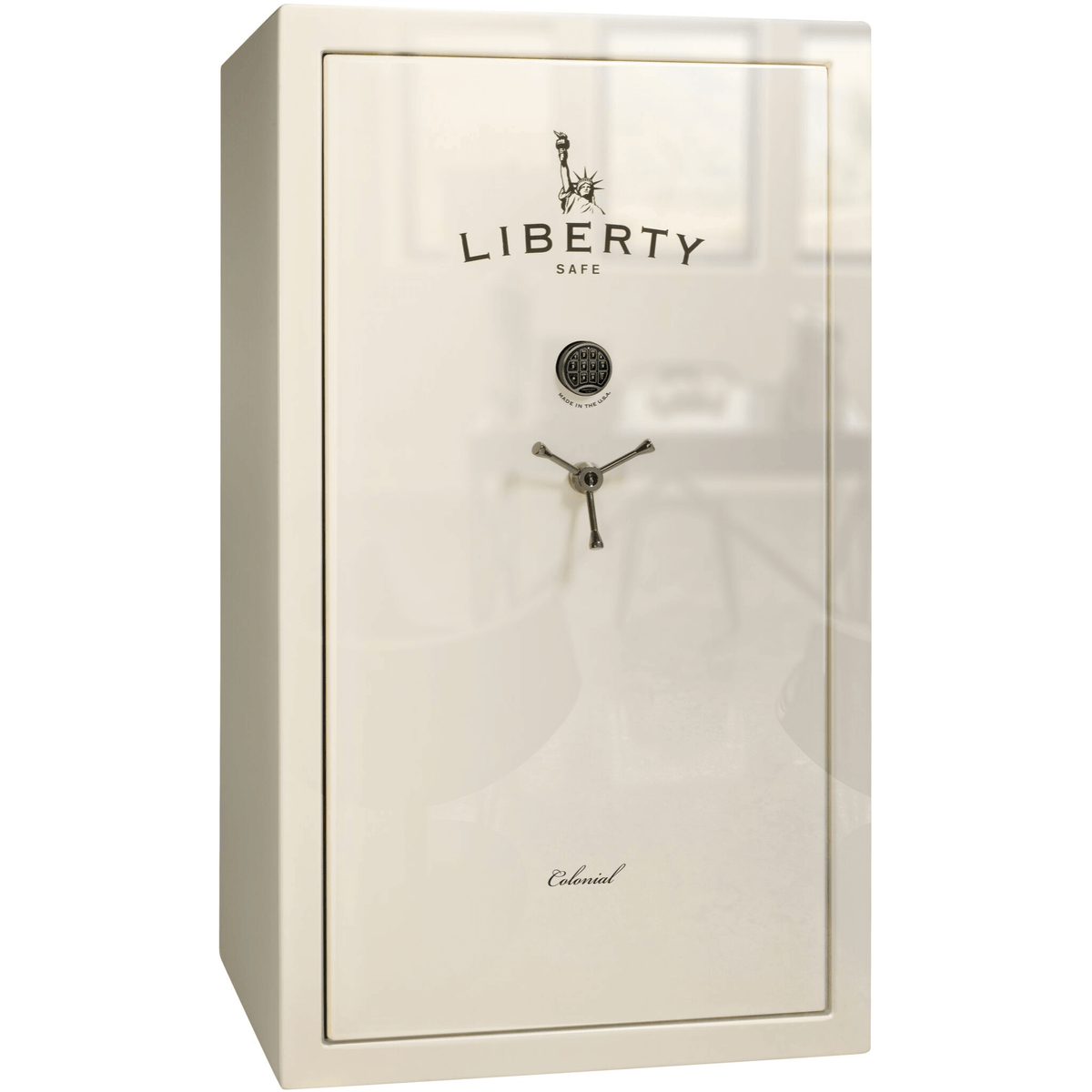 Colonial Series | Level 4 Security | 75 Minute Fire Protection | 50 | DIMENSIONS: 72.5&quot;(H) X 42&quot;(W) X 27.5&quot;(D*) | White Gloss Black Chrome | Electronic Lock