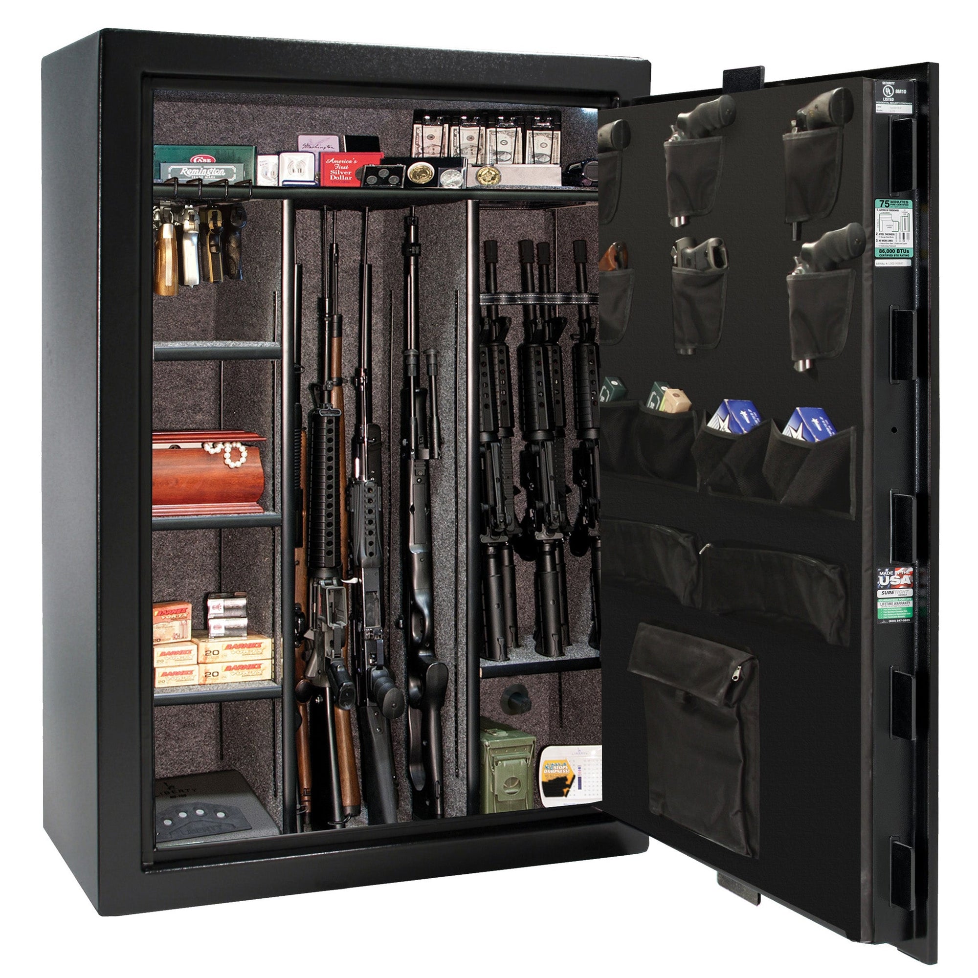Fatboy Jr. Series | 48XT | Level 4 Security | 75 Minute Fire Protection | Dimensions: 60.5"(H) x 42"(W) x 22"(D) | Up to 48 Long Guns | Black Textured | Electronic Lock