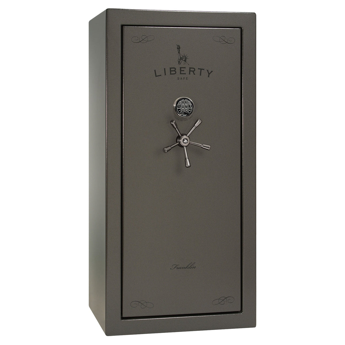 Franklin Series | Level 5 Security | 110 Minute Fire Protection | 29 | DIMENSIONS: 60.5&quot;(H) X 30&quot;(W) X 27.5&quot;(D*) | Gray Marble | Direct Drive Electronic Lock – Closed Door