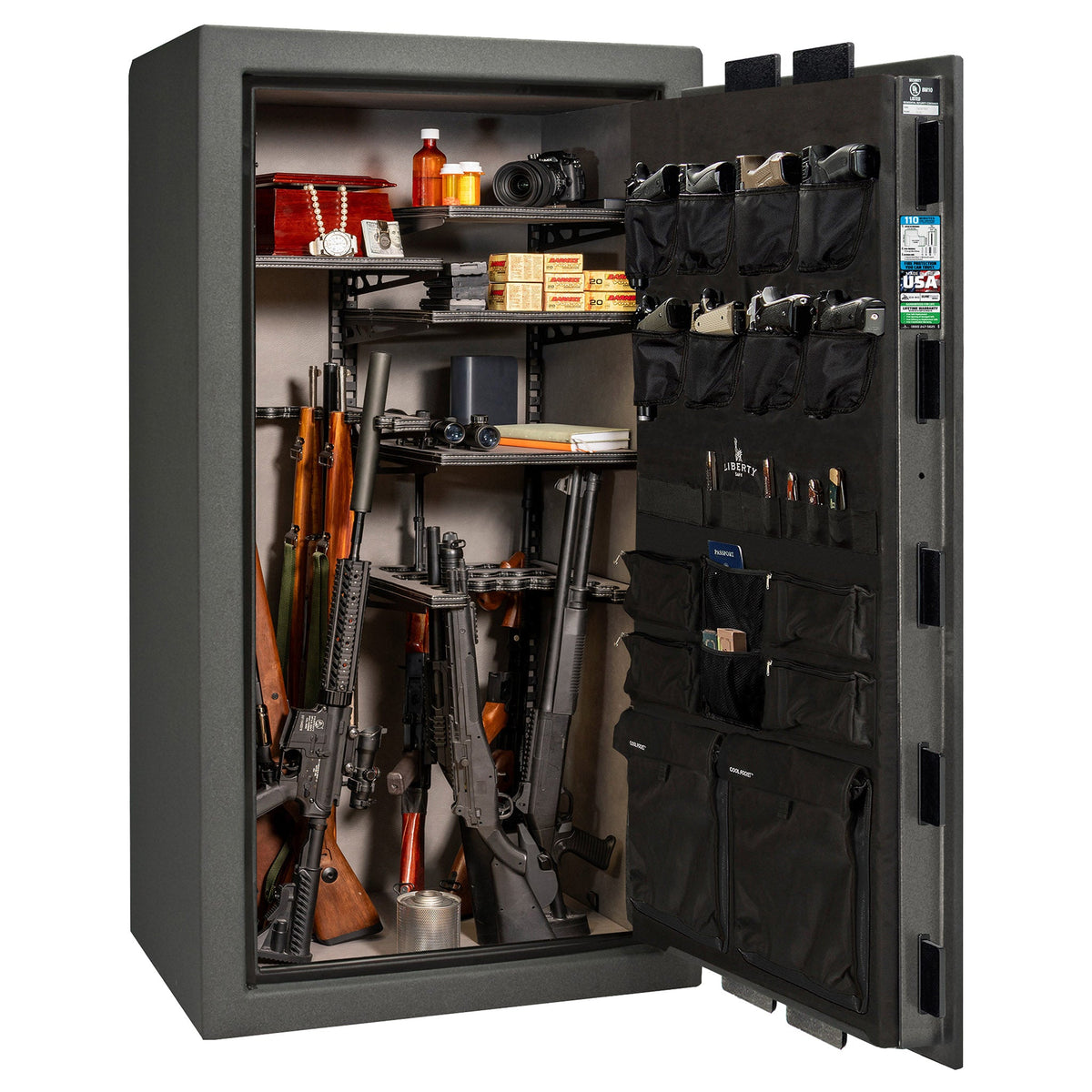 Franklin Series | Level 5 Security | 110 Minute Fire Protection | 40 | DIMENSIONS: 66.5&quot;(H) X 36&quot;(W) X 27.5&quot;(D*) | Textured Granite | ProFlex Modular Shelving – Open Door 