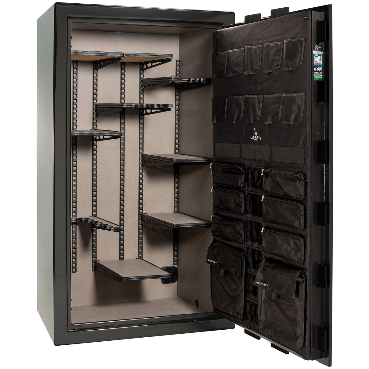 Franklin Series | Level 5 Security | 110 Minute Fire Protection | 50 | DIMENSIONS: 72.5&quot;(H) X 42&quot;(W) X 27.5&quot;(D*) | Black Textured | ProFlex Modular Shelving - Open Door Empty